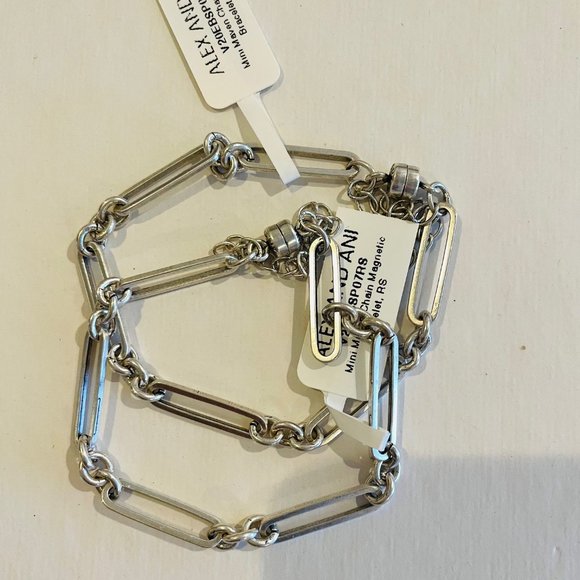 Set of two ALEX AND ANI Mini Maven Chain Magnetic Bracelets, Rafaelian Silver - Picture 4 of 13